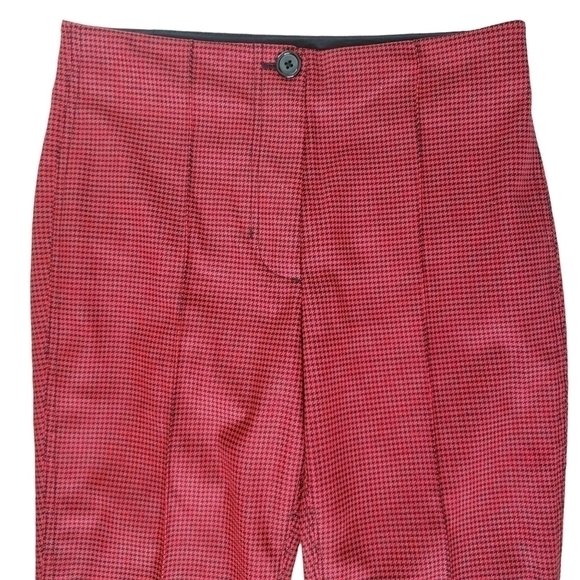 Helmut Lang Red & Black Houndstooth Flare Crop Pants - Picture 5 of 12